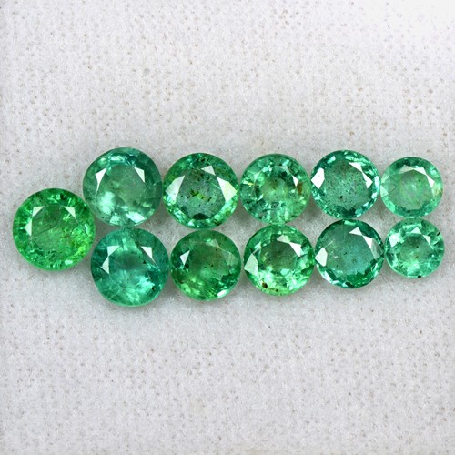 9.26 Cts Natural Emerald Loose Gemstone Round 5 upto 6 mm Cut Lot 11 Pcs Zambia