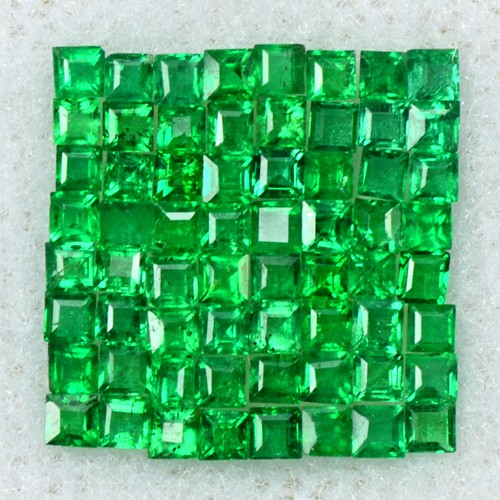 1.08 Cts Natural Top Emerald Loose Gemstone 1 upto 1.5 mm Square Cut Lot Zambia