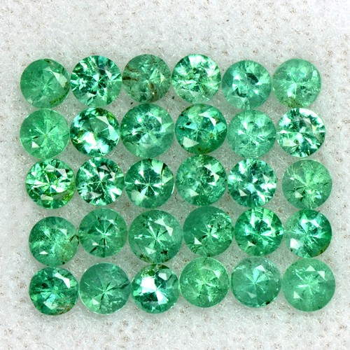 2.67 Cts Natural 3 mm Emerald Loose 30 Pcs Gemstone Round Diamond Cut Lot Zambia