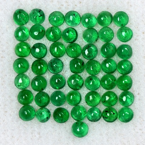 2.4 Cts Natural 2 mm Rich Green Emerald Loose Gemstone Round Cabochon Lot Zambia