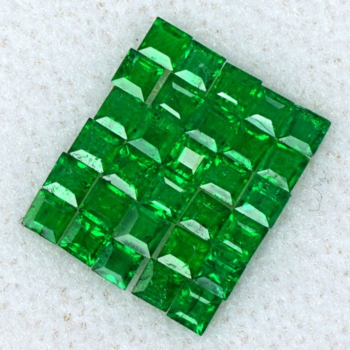 1.23 Cts Natural Rich Green 2 mm Emerald Loose Gemstone Square Cut Lot Zambia