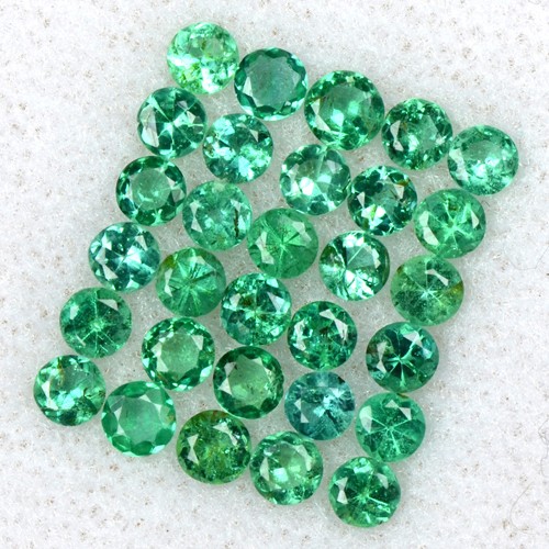 2.35 Cts Natural 3 mm Emerald High Quality Gemstone Round Diamond Cut Lot Zambia