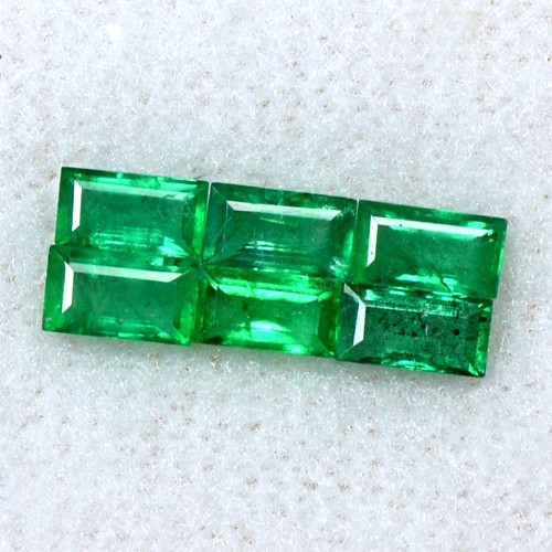 1.26 Cts Natural Lovely Green Emerald Loose Gemstone Baguette Cut 6 Pcs Zambia