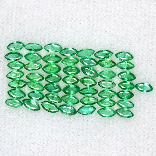 3.2 Cts Natural Emerald Loose Gemstone Amazing Marquise Cut 50 Pcs 4x2 mm Zambia