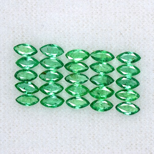 3.51 Cts Natural Emerald Loose Gemstone 5x2.5 mm Marquise Cut 26 Pcs Lot Zambia