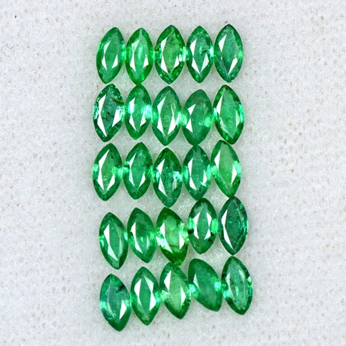 4.37 Cts Natural Emerald Loose Gemstone 4x2 mm Marquise Cut 50 Pcs Lot Zambia