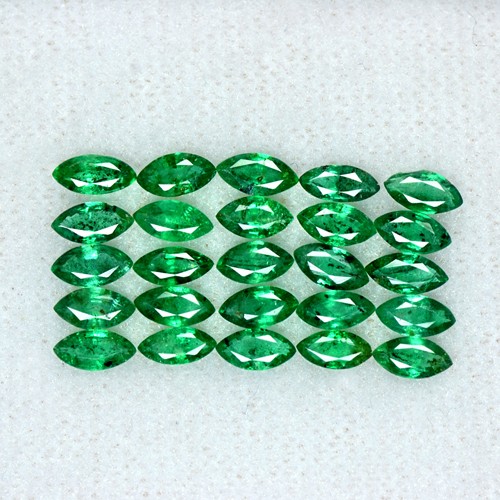3.66 Cts Natural Emerald Loose Gemstone 5x2.5 mm Fine Marquise Cut 25 Pcs Zambia