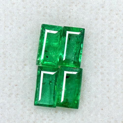 1.46 Cts Natural Emerald Top Loose Gemstone 6x3 mm Baguette Cut 4 Pcs Lot Zambia