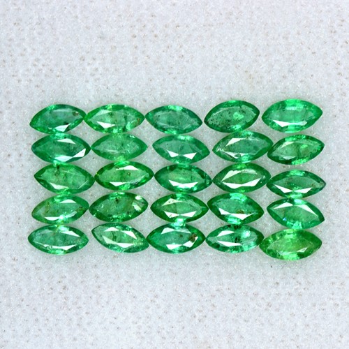 2.99 Cts Natural Top Emerald Gemstone 5 x 2.5 mm Marquise Cut 25 Pcs Lot Zambia