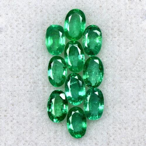 2.39 Cts Natural Fine Green Emerald 5x3 mm Oval Cut 10 Pcs Lot Untreated Zambia