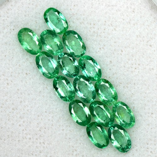 3.43 Cts Natural Top Green Emerald 5x3 mm Oval Cut 15 Pcs Lot Untreated Zambia