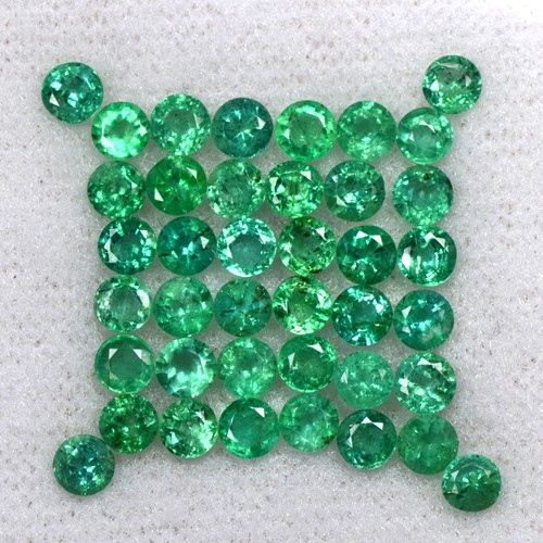 5.16 Cts Natural Amazing Top Green Emerald Round Cut 40 Pcs Lot Untreated Zambia