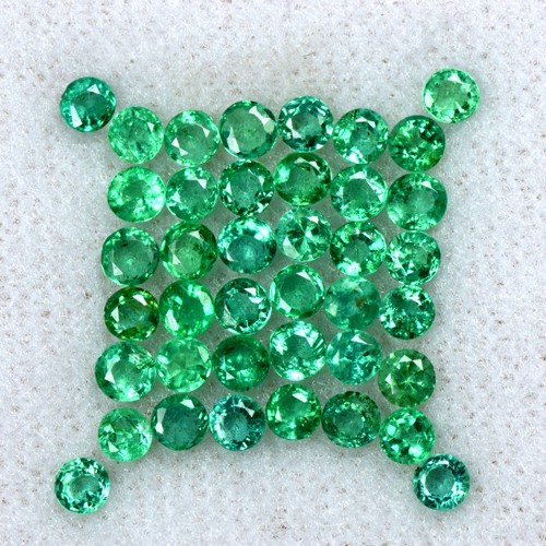 3.83 Cts Natural Top Amazing Green Emerald Round Cut 40 Pcs Lot Untreated Zambia