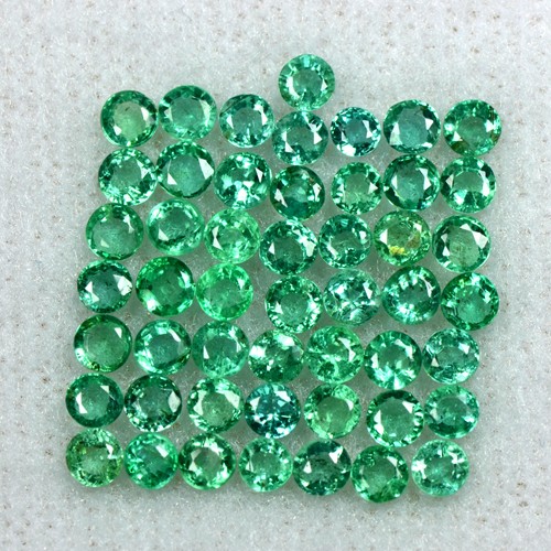 3.82 Cts Natural Fine Green Emerald Round Cut 50 Pcs Lot 2.5 mm Untreated Zambia
