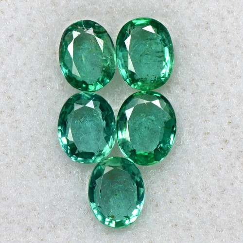 1.71 Cts Natural Rich Green 5x4 mm Emerald Oval Cut 5 Pcs Lot Untreated Zambia