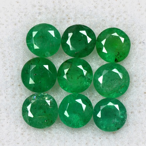 3.9 Cts Natural 4.5 upto5 x3.8 mm Emerald Round Cut 9 Pcs Lot Untreated Zambia