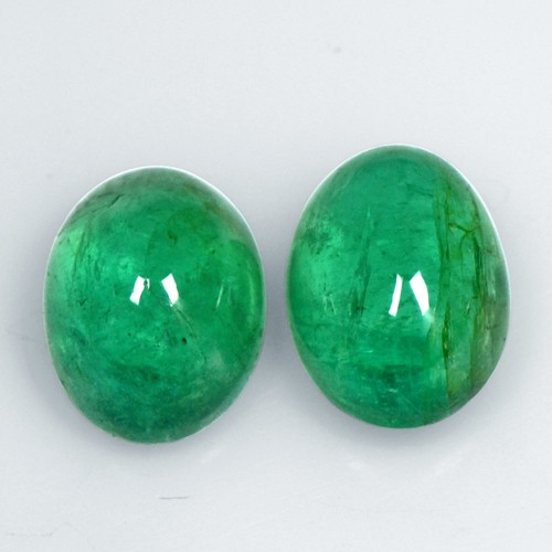 5.49 Cts Natural Emerald Loose Gemstone Oval Cabochon Pair Untreated Fine Zambia