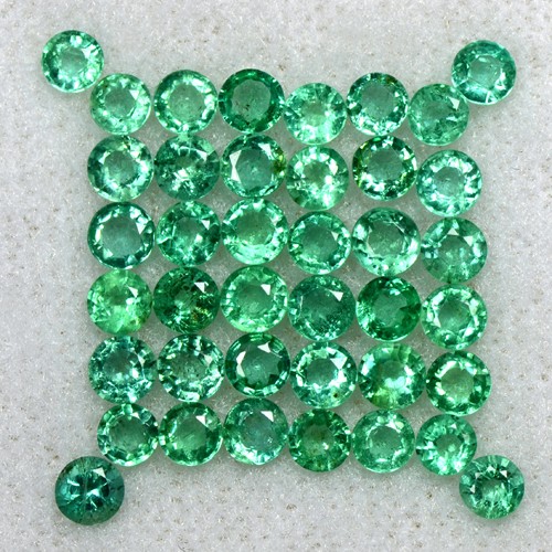 3.94 Cts Natural Top Green Emerald Round Cut Lot Zambia 3 mm Gemstone 40 Pieces