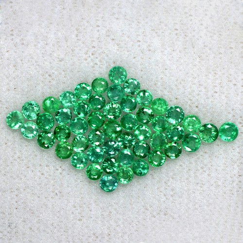 3.16 Cts Natural Top Green Emerald Round Cut Lot Zambia 2.5mm 50 Pcs Gemstone