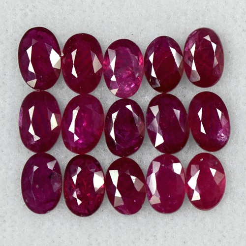 7.61 Cts Natural Top 15 Pcs Blood Red Ruby Gemstone Oval Cut Lot 6x4 mm Burma