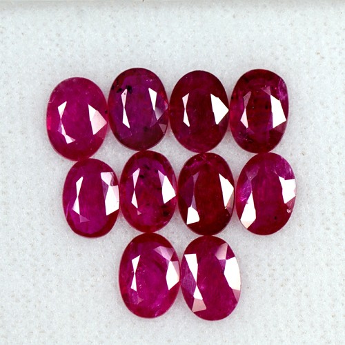 7.4 Cts Natural Top Blood Red Ruby Gemstone 10 Pcs 7x5 mm Oval Cut Lot Burma