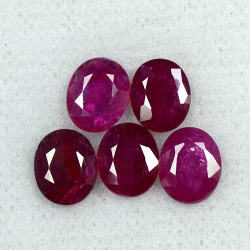 3.37 Cts Natural Top Blood Red Ruby Gemstone 5 Pcs 6x5 mm Oval Cut Lot Burma