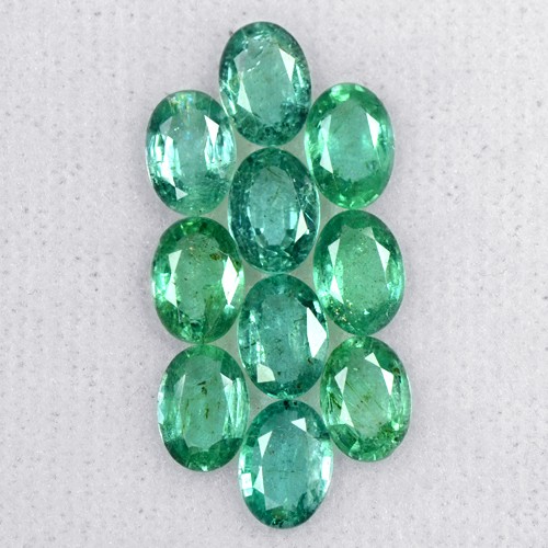 6.86 Cts Natural Top Rich Green Lovely Emerald Oval Cut 7x5 mm 10 Pcs Lot Zambia