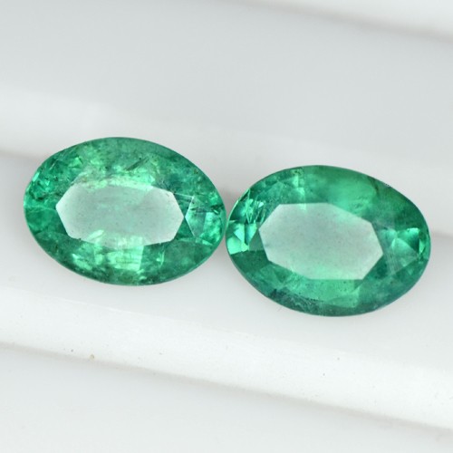 1.51 Cts Natural Top Rich Green Emerald Pair Oval Cut 7x5 mm Fine Zambia Video