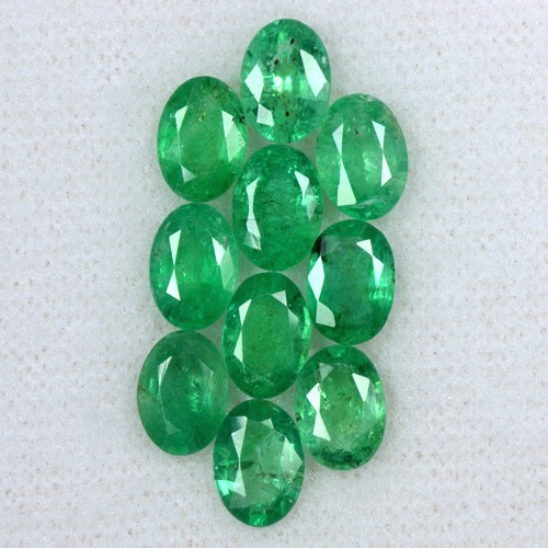 7.42 Cts Natural Amazing Rich Green Emerald Oval Cut 7x5 mm 10 Pcs Lot Zambia