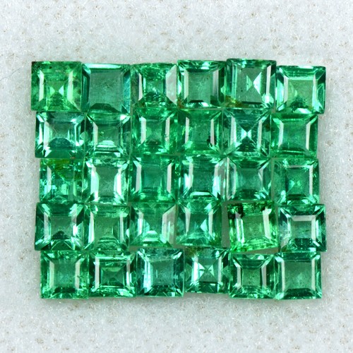 2.93 Cts Natural Top Emerald Square Cut Lot Calibrated 2.5 mm Untreated Zambia