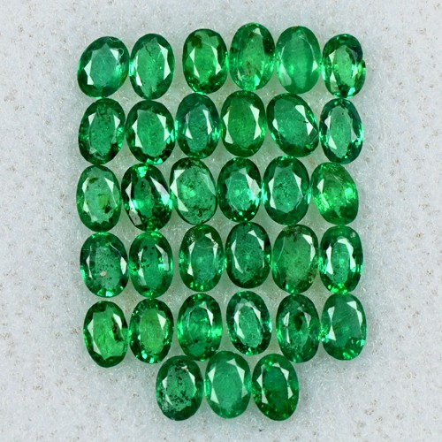 2.15 Cts Natural Top Green Fine Emerald Oval Cut Lot 33 Pcs Untreated Zambia