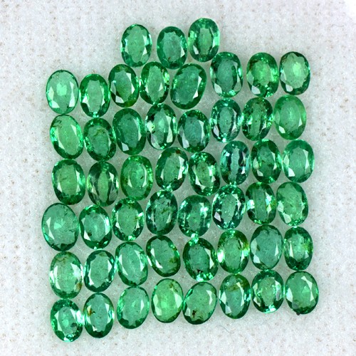 5.06 Cts Natural Top Green Fine Emerald Oval Cut Lot 51 Pcs Untreated Zambia