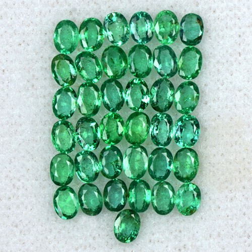 4.13 Cts Natural Top Green Lovely Emerald Oval Cut Lot 37 Pcs Untreated Zambia