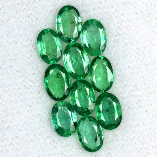 3.85 Cts Natural 6x4 mm Rich Green 10 Pcs Emerald Oval Cut Lot Untreated Zambia