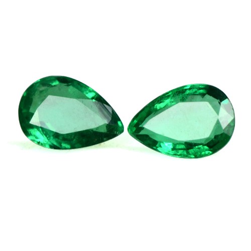1.0 Cts Natural Top Green Amazing Fine Emerald Pear Cut Pair Untreated Zambia