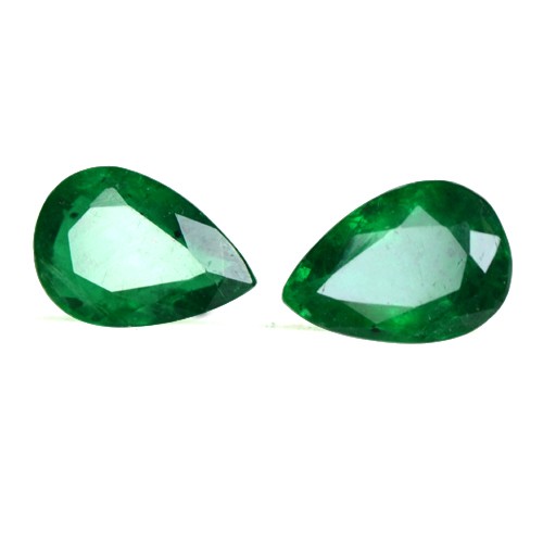 1.20 Cts Natural Top Green 7x5 mm Fine Emerald Pear Cut Pair Untreated Zambia