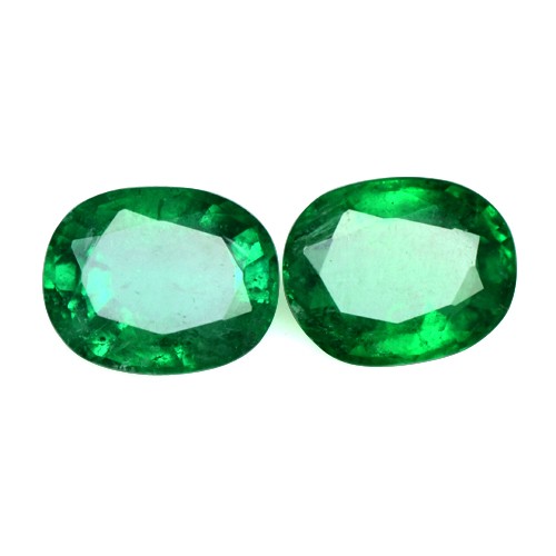 2.25 Cts Natural Top Rich Green Amazing Emerald Oval Cut Pair Untreated Zambia