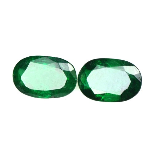 0.78 Cts Natural Top Fine Green 6x4 mm Emerald Oval Cut Pair Untreated Zambia