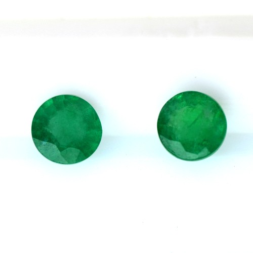 Natural Emerald Pair Sale Rich Green Color Round Cut 1.10 Cts Zambian Gemstone