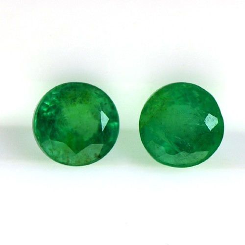 Natural Luster Top Rich Green Emerald Round Cut Pair 0.82 Cts Zambian Gemstone