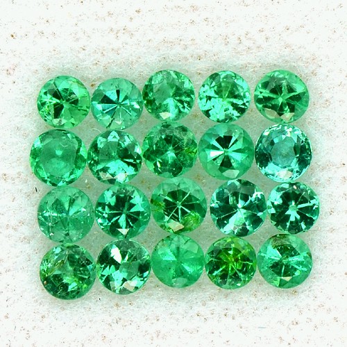 Natural Green Emerald 3.5 mm Diamond cut Round 2.77 Cts Lot 20 Pcs Zambia Xmas