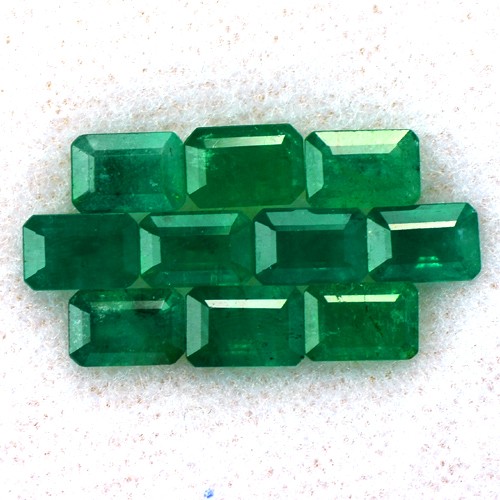 Xmas Natural Rich Green Emerald 6 x 4 mm Octagon cut 6.03 Cts Lot 10 Pcs Zambia
