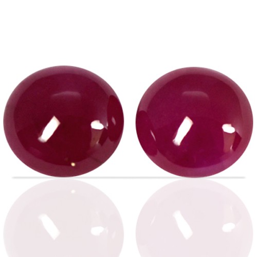 4.08 cts Natural Rare Top Blood Red Ruby Round Cab Pair Unheated Madagascar 7 mm
