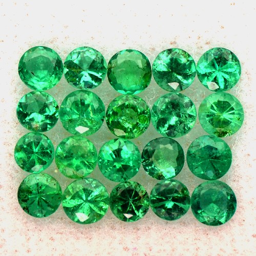 Natural Green Emerald 3.5 mm Diamond Cut round 3.02 Cts Lot 20 pcs Zambia