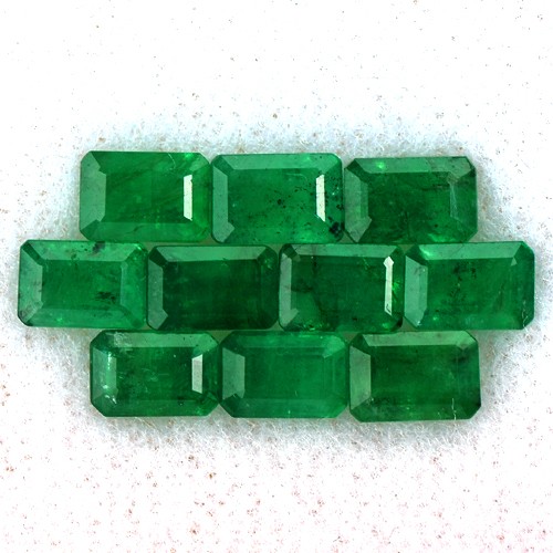 Xmas Sale Natural Rich Green Emerald 6 X4 mm Octagon 6.09 Cts Lot 10 pcs Zambia