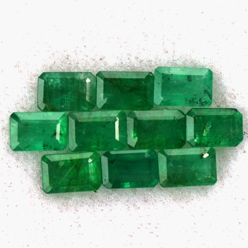 Xmas Sale Natural Rich Green Emerald 6 X4 mm Octagon 7.02 Cts Lot 10 pcs Zambia