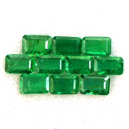 Natural Green Emerald 6x4 mm Mother's Day Octagon Cut 4.68 Cts Lot 10 pcs Zambia