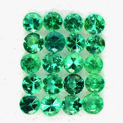 XMAS Natural Green Emerald 3.5 mm Diamond Round Cut 2.81 Cts Lot 20 pcs Zambia