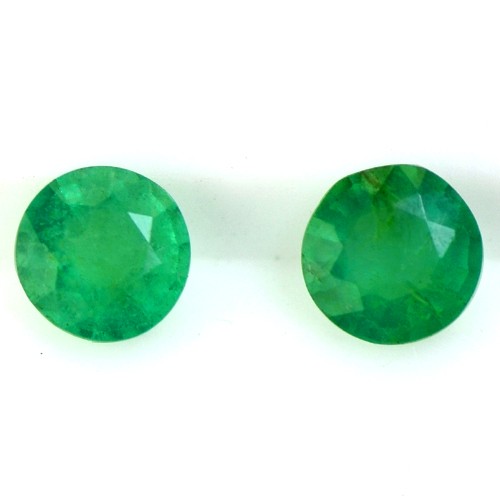 Mother's Day Sale Natural Rich Green Emerald 5 mm Round pair 0.85 Cts Zambia