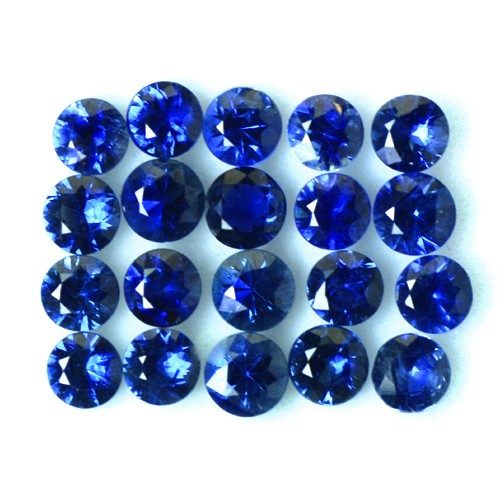 Natural Blue Sapphire Diamond Cut Round Lot 20 pcs Gemstone Mother's Day Sale